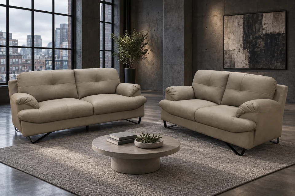 N3640 sofas from Nicollo, with digitally restyled surroundings